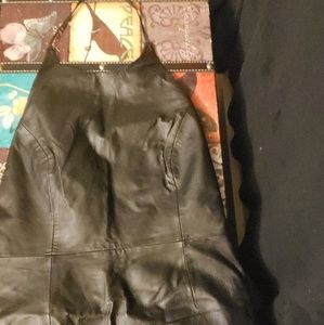 Womens leather halter knee length dress size 14